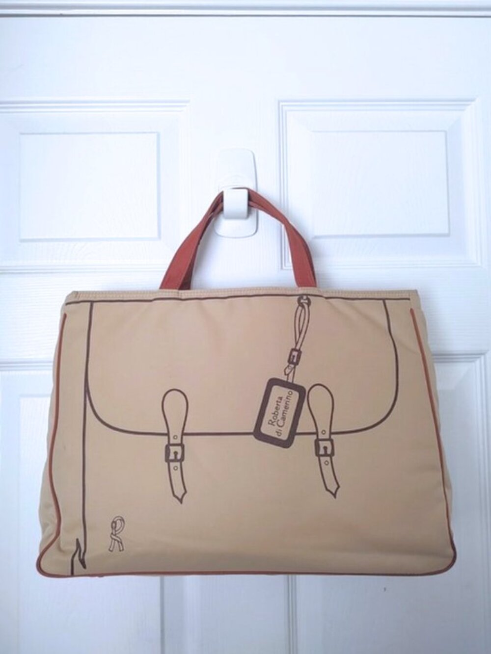 Roberta di Camerino vintage 70s 80s trompe l'oeil nylon leather tote EUC
